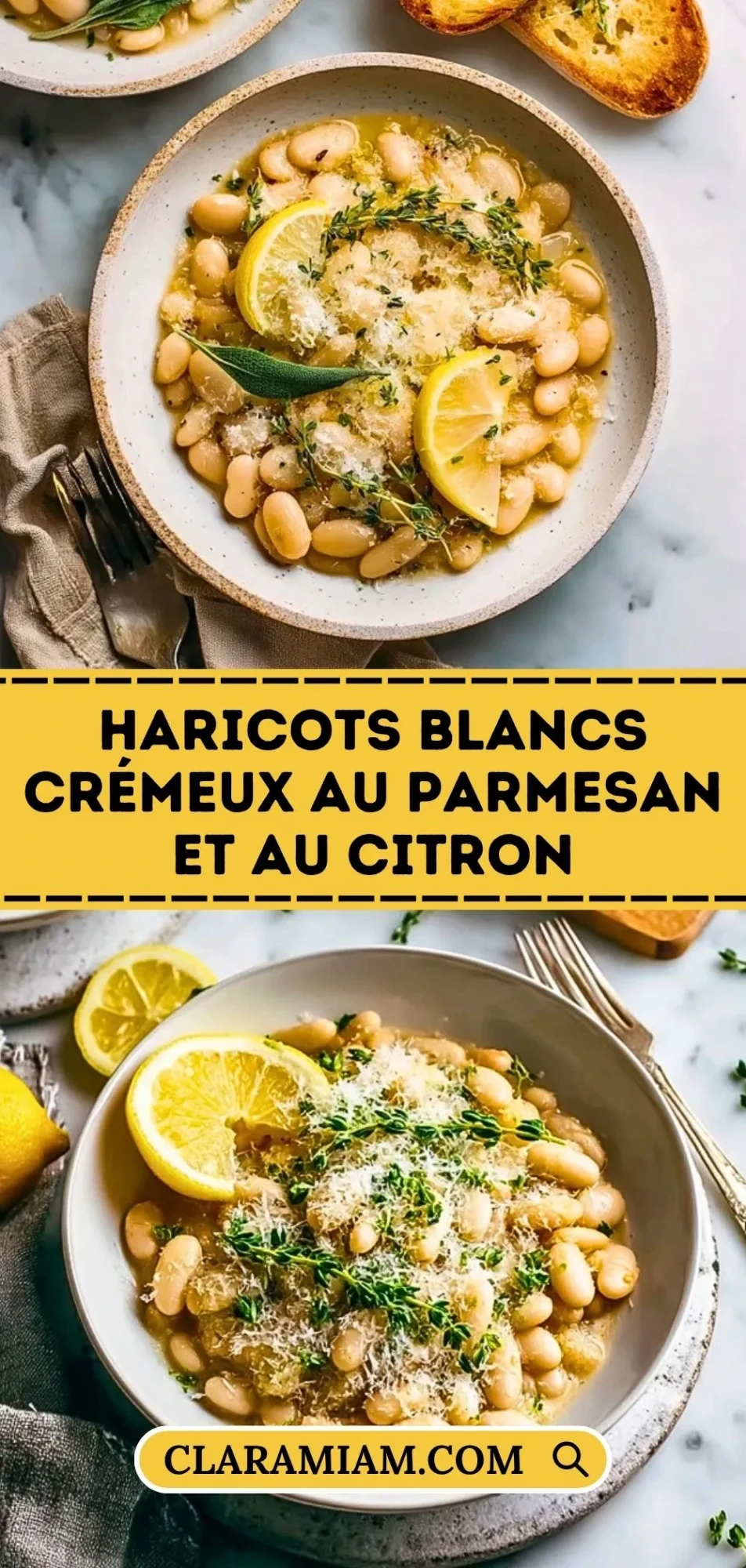 Haricots Blancs Crémeux Au Parmesan Et Au Citron - Pin 1