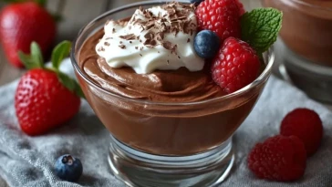 Mousse Au Chocolat Riche En Protéines Avec Du Fromage Blanc