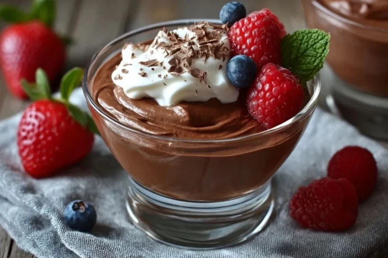 Mousse Au Chocolat Riche En Protéines Avec Du Fromage Blanc