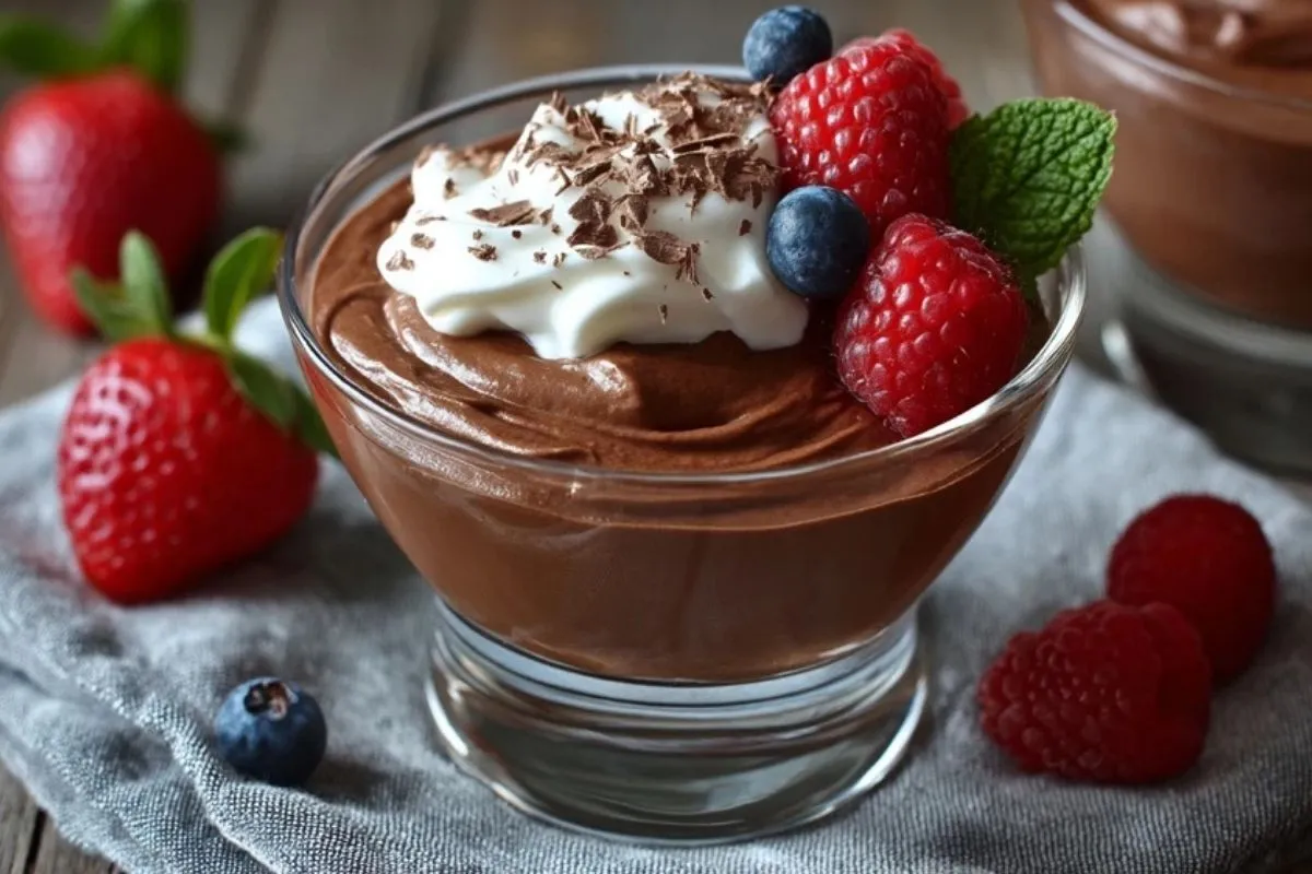 Mousse Au Chocolat Riche En Protéines Avec Du Fromage Blanc