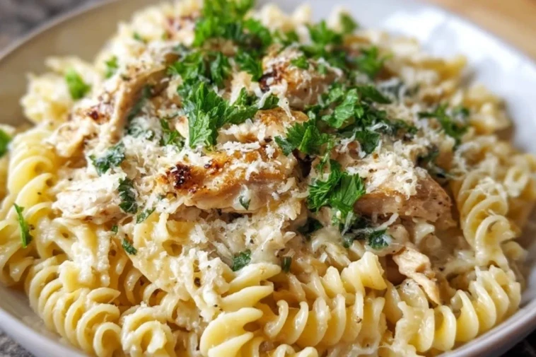 Pâtes au Poulet à lAil et au Parmesan
