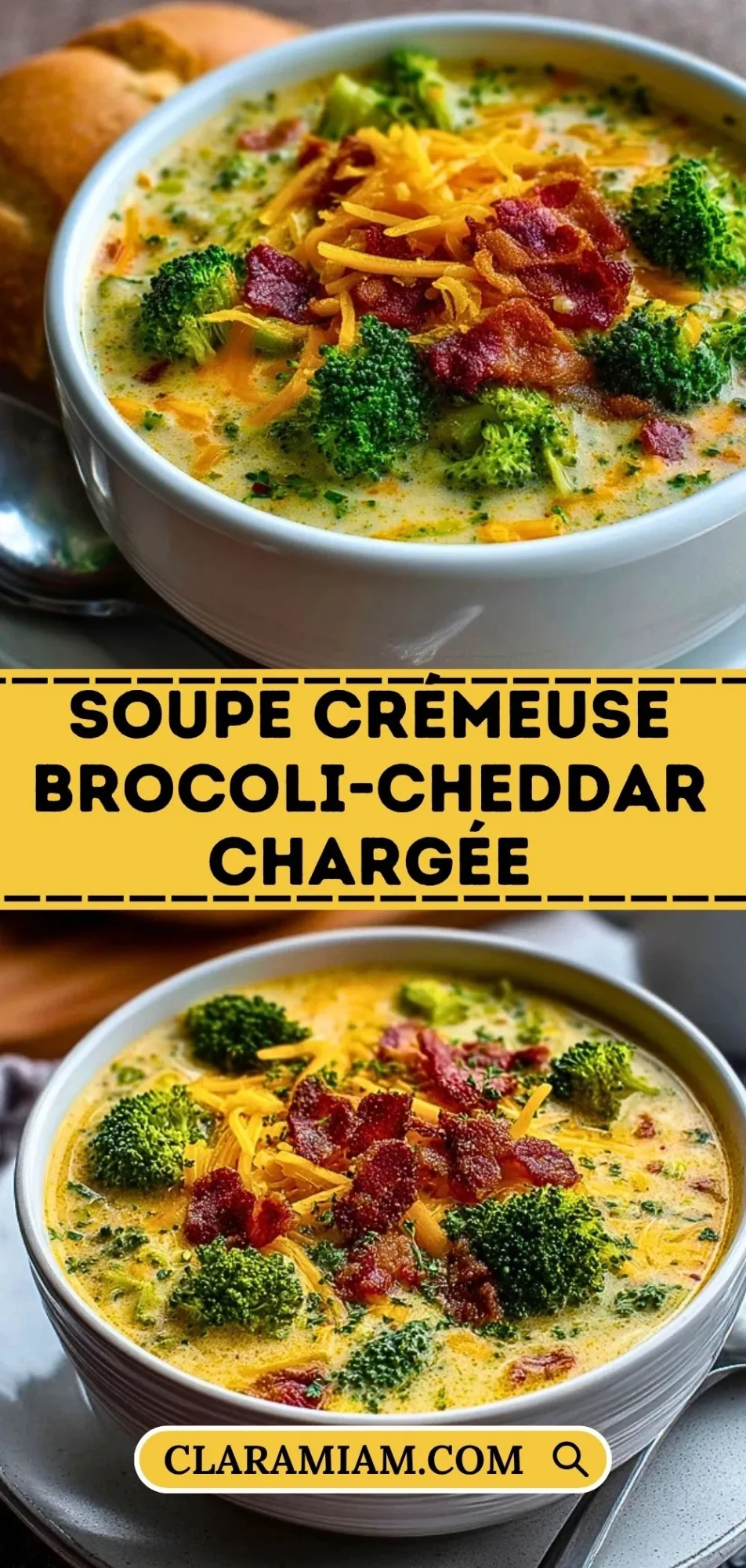 Soupe Crémeuse Brocoli-Cheddar Chargée - Pin 1
