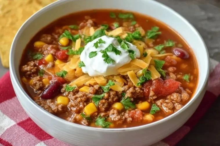 Soupe Tacos au Bœuf Haché à la Mijoteuse