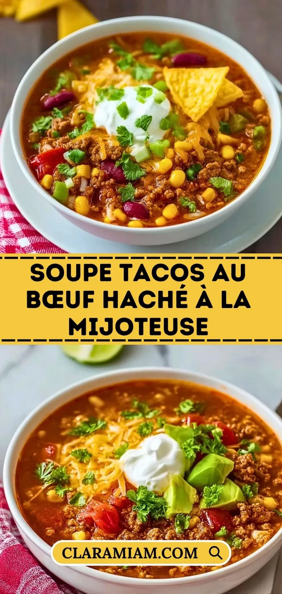 Soupe Tacos au Bœuf Haché à la Mijoteuse - Pin 1