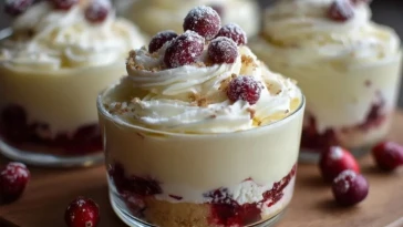 Verres Tiramisu Au Chocolat Blanc Et Canneberges
