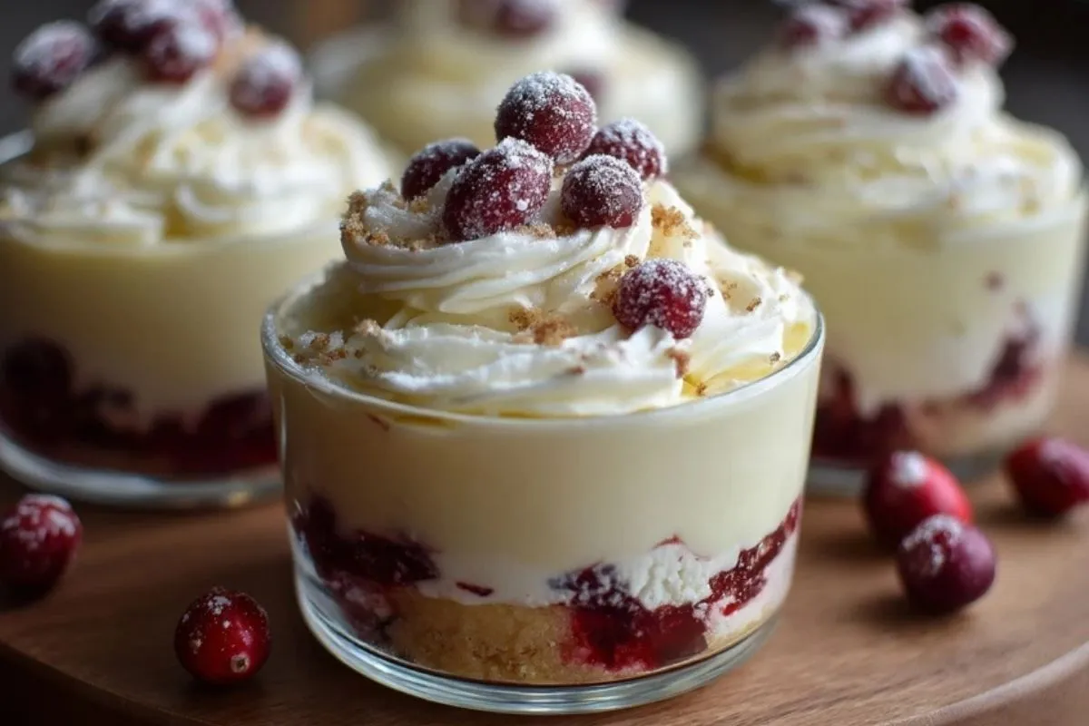 Verres Tiramisu Au Chocolat Blanc Et Canneberges