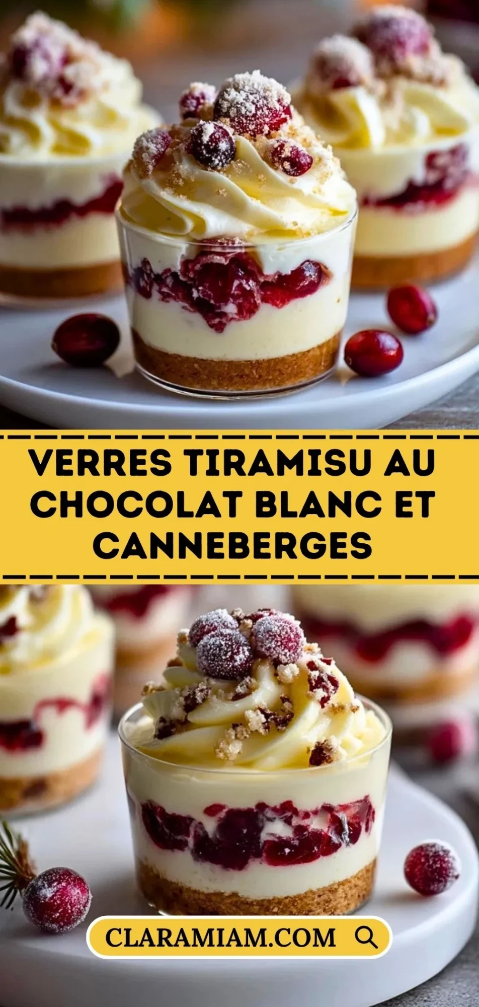 Verres Tiramisu Au Chocolat Blanc Et Canneberges - Pin 1